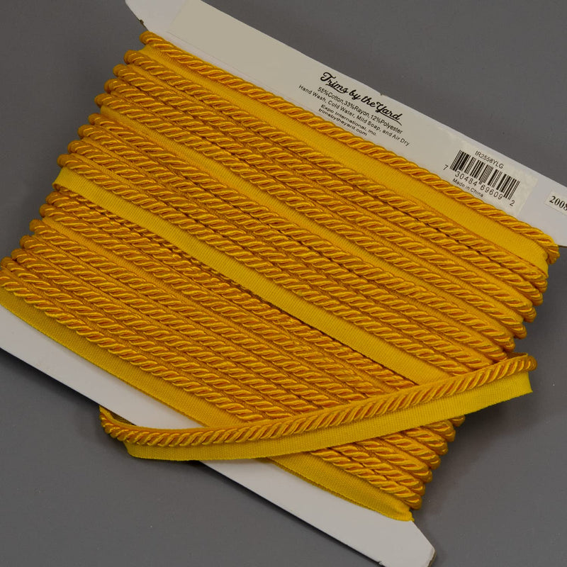 Trims by the Yard Ebony 1/8" Twisted Lip Cord Yellow Gold | (10 Yard Cut) Trim - NewNest Australia