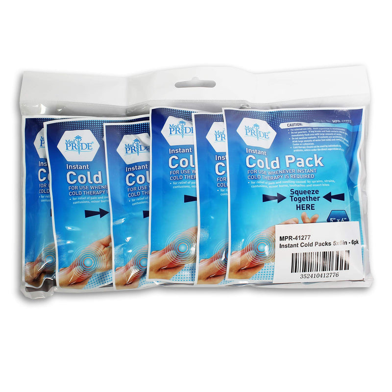 Medpride Instant Cold Pack (4”x 5”) – Set of 6 Disposable Cold Therapy Ice Packs for Pain Relief, Swelling, Inflammation, Sprains, Strained Muscles, Toothache – for Athletes & Outdoor Activities 6 Count (Pack of 1) - NewNest Australia