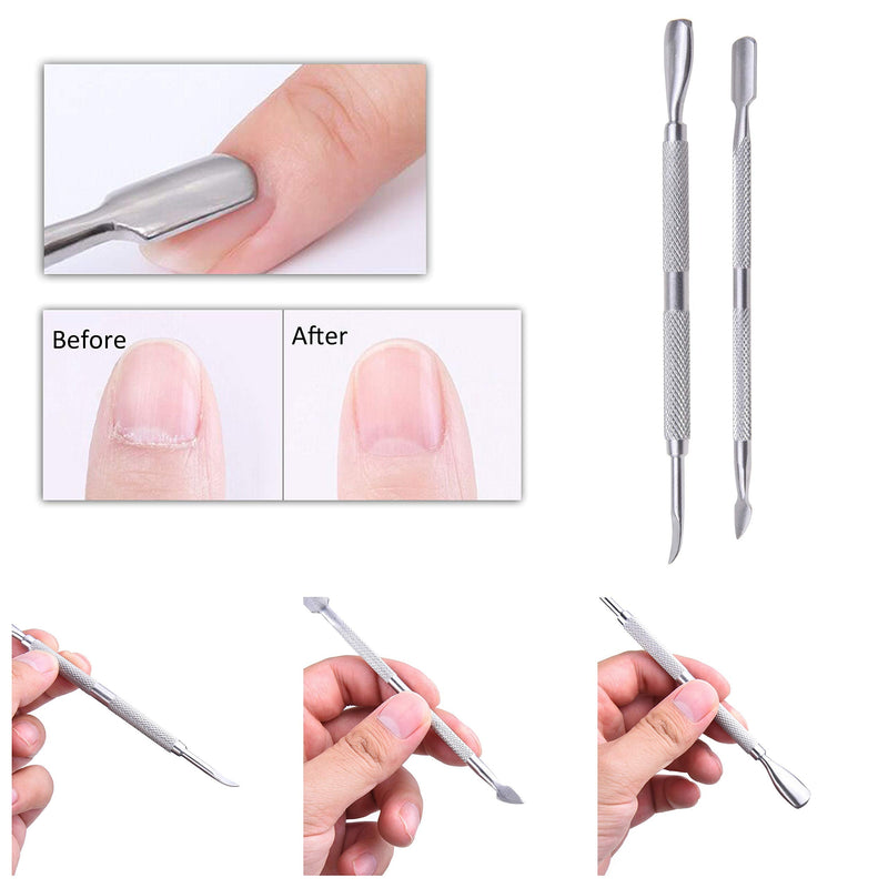 Kare & Kind Stainless Steel Cuticle Nipper and Cuticle Pushers Set - 1x Cuticle Trimmer - 2x Cuticle Pushers - Manicure, Pedicure, DIY - Home, Nail Salon - For Beginners, Professional Nail Technicians - NewNest Australia