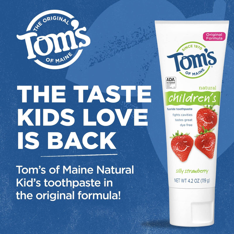 Tom's of Maine ADA Approved Fluoride Children's Toothpaste, Natural Toothpaste, Dye Free, No Artificial Preservatives, Silly Strawberry, 5.1 oz. 3-Pack - NewNest Australia