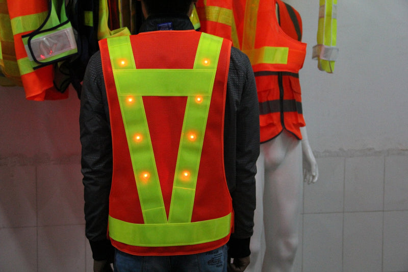 YOA 16 LED Light up Cycling Traffic Outdoor Night Safety Warning Vest (Led Safety Vest Orange) - NewNest Australia
