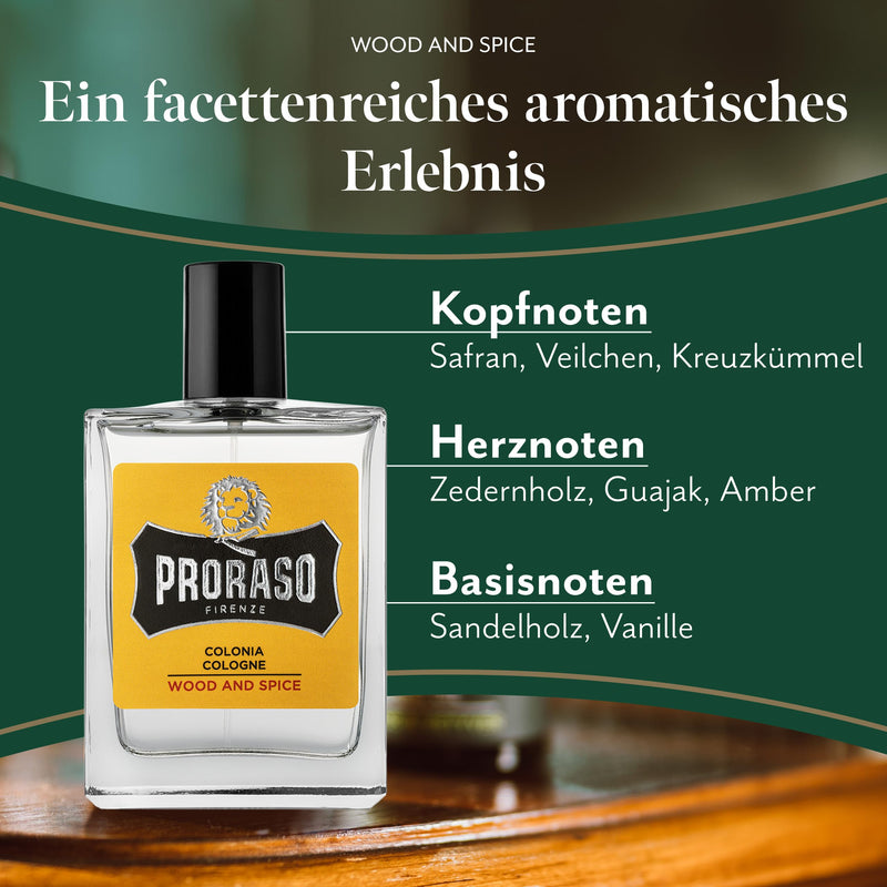 PRORASO Eau de Cologne, 100 ml, Wood & Spice - NewNest Australia