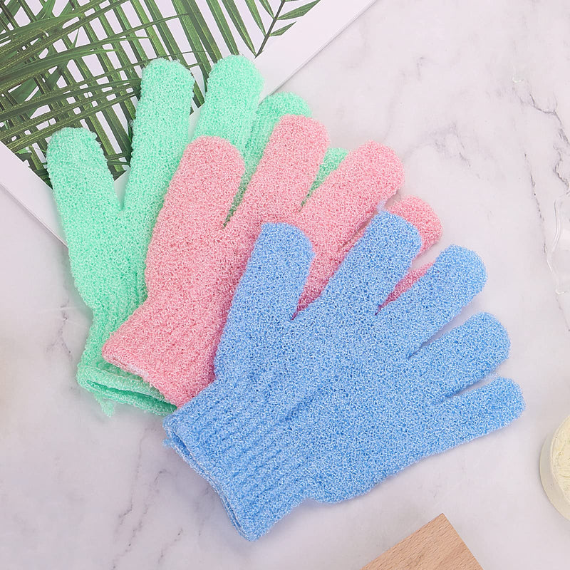 Sibba Pack of 6 Exfoliating Wash Gloves, Dual Texture Bath Gloves for Shower Body Exfoliating Exfoliating Dead Skin Exfoliating Glove Natural Loofah Washcloth - NewNest Australia