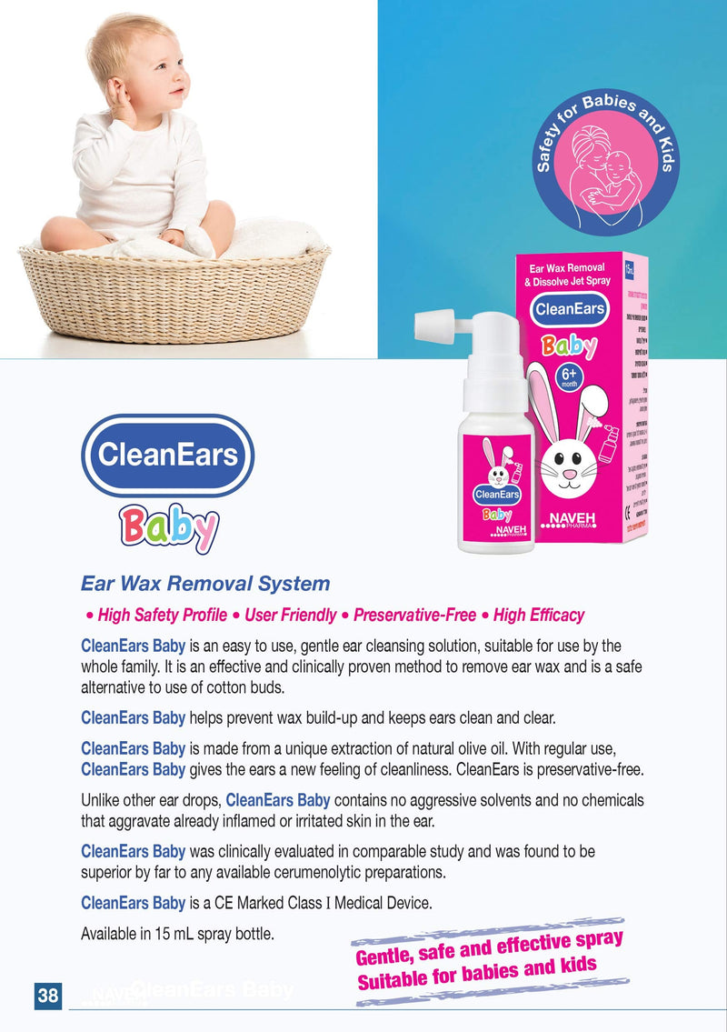 Naveh Pharma CleanEars Baby Ear Wax Removal Spray Earwax Softener Cleaner Ear Irrigation and Wax Dissolution – All-Natural Patented Formula – Nonirritant – for Kids and Adults (30 ML) 30 ml (Pack of 1) - NewNest Australia