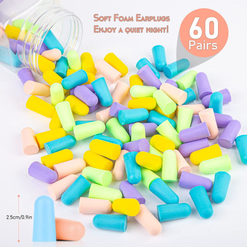 Ear Plugs For Sleeping - 60 Pairs Of Earplugs With 38 Db Snr, Super Soft Comfortable Foam Ear Plugs, Ear Plugs Against Harmful Noise, Loud Noise, Snoring (Mix) - NewNest Australia