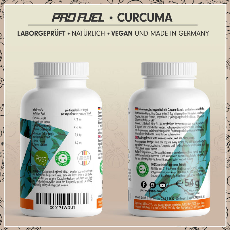 Turmeric Capsules - 90 Vegan Capsules For 6 Months Supply - 474 Mg Turmeric Extract Of Which 95% Curcumin - With Black Pepper - High Bioavailability - Laboratory Tested With Analysis Certificate - - NewNest Australia