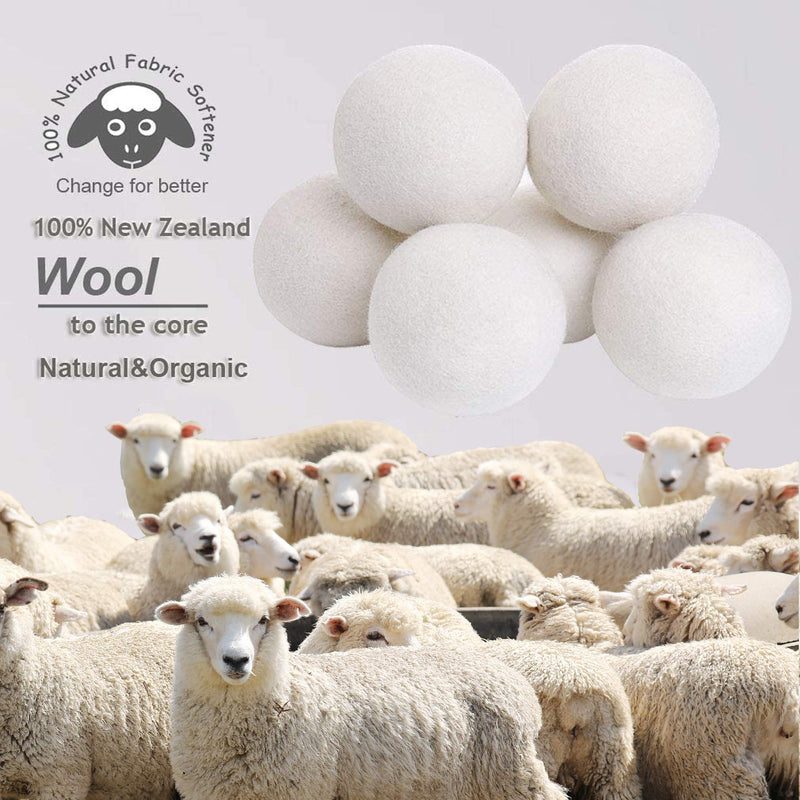 Budieggs Wool Dryer Balls Organic XL 6-Pack, 100% New Zealand Chemical Free Fabric Softener for 1000+ Loads, Baby Safe & Hypoallergenic, Reduce Wrinkles & Shorten Drying Time Naturally White-xl - NewNest Australia