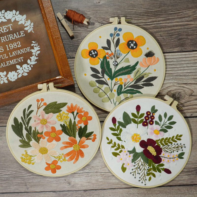 4 Sets Embroidery Kit for Beginners,Embroidery Kit for Art Craft Handy Sewing Include Embroidery Clothes with Pattern,Embroidery Hoops, Instructions,Color Threads Needle Kit Multi 1 - NewNest Australia