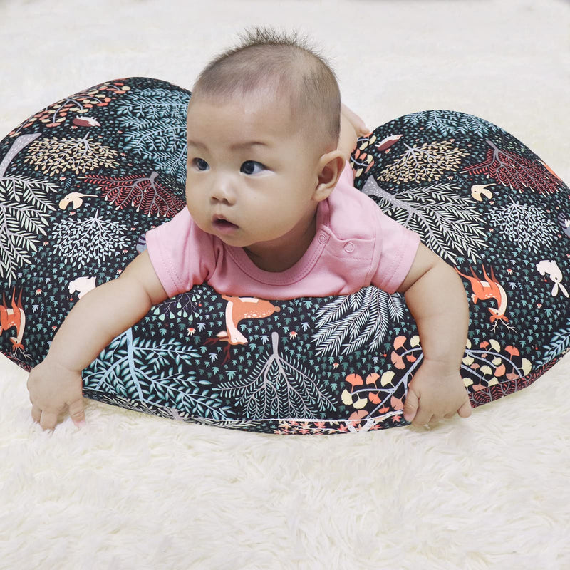 Baby Nursing Pillow Cover, Woodland Breastfeeding Pillow Slipcover Girls, Nursing Pillow Case for Newborn, Soft Fabric Fits Snug On Infant, Washable & Breathable, Animals Deer Rabbit Forest animals - NewNest Australia