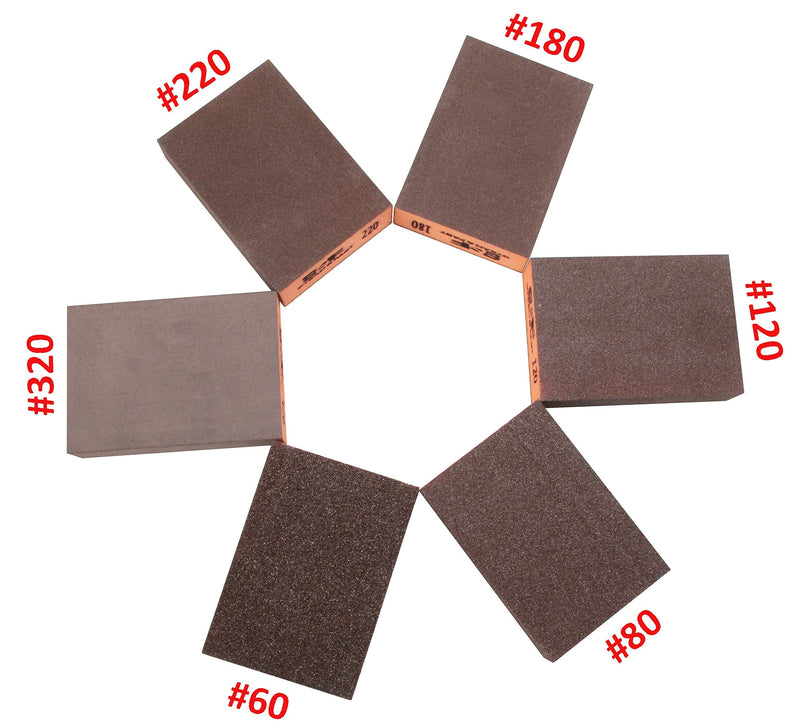 S&F STEAD & FAST Sanding Sponge - Wet Dry Sanding, 60 80 120 180 220 320 Sanding Block Coarse Medium Fine Grit, Fine Sandpaper 6 Pcs for Metal Wood, Drywall Sandpaper Assortment with Tack Cloth Bundle - NewNest Australia
