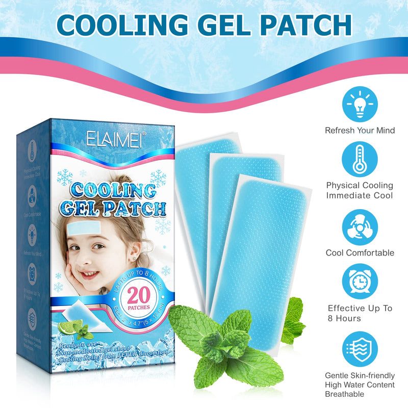 20 Sheets Fever Patches For Kids - Cooling Hot Weather Gel Patches For Adults - Headache Patches - Fever Cooling Pads For Forehead - Cooling And Pain Relieving - NewNest Australia