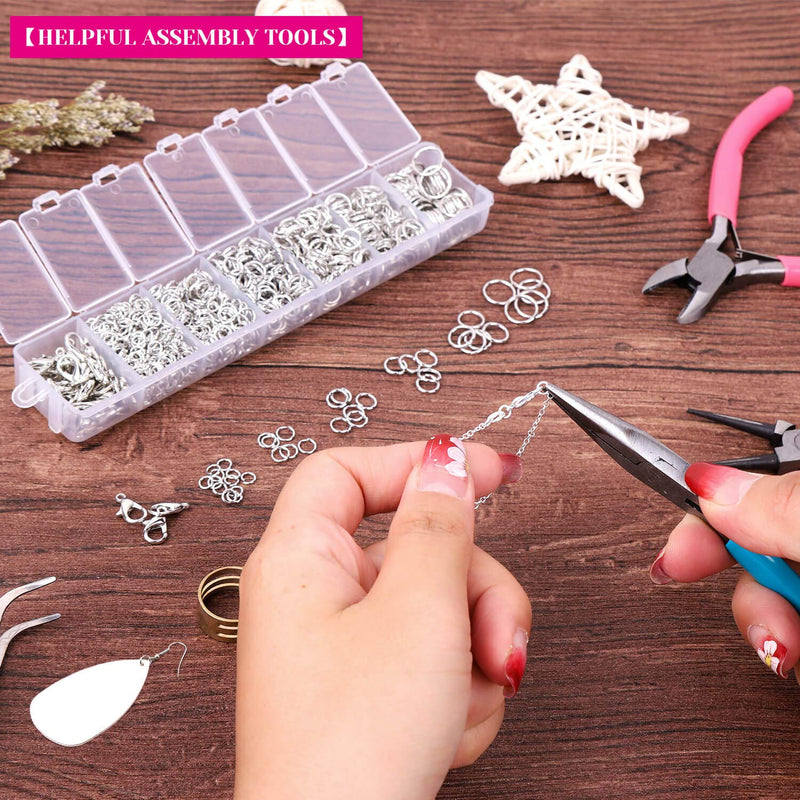 Jump Rings and Jewelry Pliers for Jewelry Making, Cridoz Jewelry Repair Kit with 1520Pcs Silver Jump Rings and 3Pcs Jewelry Pliers for Earrings, Necklaces, Rings, Bracelets and Jewelry Making Supplies - NewNest Australia