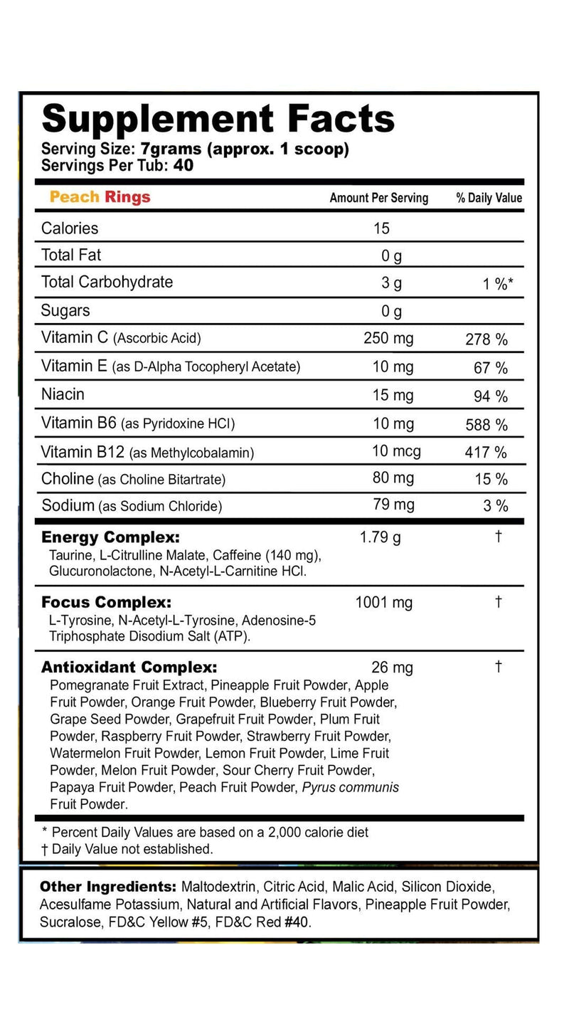 G Fuel Sonic's Peach Rings Elite Energy Powder, 9.8 oz (40 Servings) - NewNest Australia