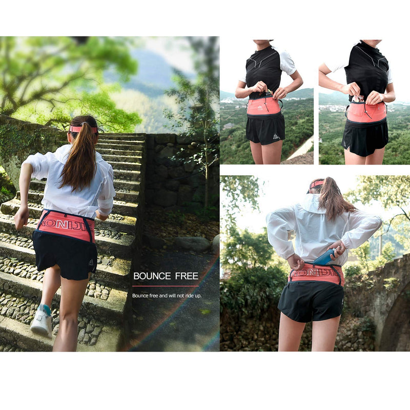 Running Pouch Belt Waist Pack Fanny Bag with 250ml Soft Water Bottle, Bounce Free Fashion Workout Jogging Travelling Money Pocket Belt for Women (Black, S/M) Black - NewNest Australia