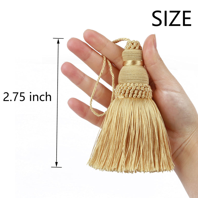 BEL AVENIR 4Pcs Tassels Key Tassel with Loops Handmade Craft Charms DIY Accessories Elegant Soft Making Curtain Home Decoration (Black, 4 pcs) Black - NewNest Australia