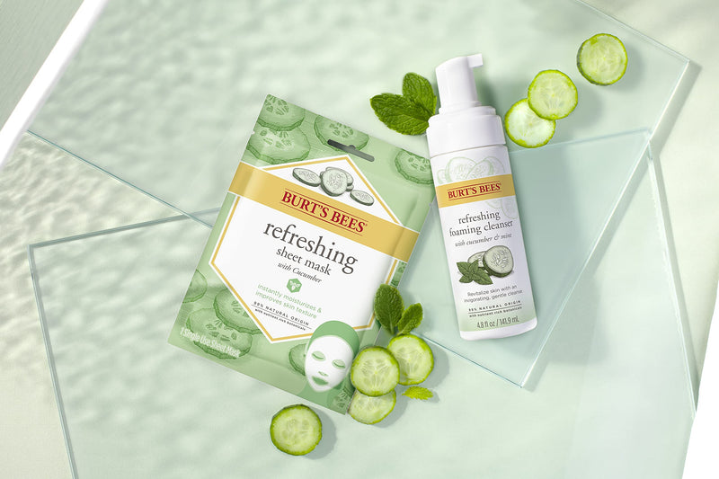 Burt's Bees Refreshing Foaming Cleanser and Natural Face Wash with Cucumber and Mint, 4.8 Fl Oz - NewNest Australia