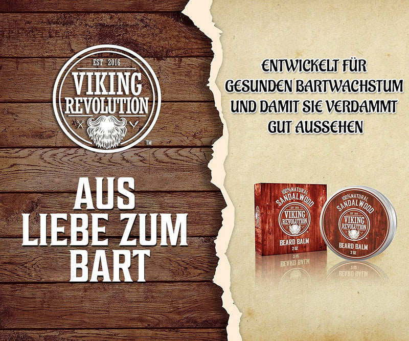 Beard Balm with Sandalwood Scent & Argan & Jojoba Oil - Styles, Strengthens & Makes Beards & Mustaches Soft - Leave-in Conditioner Wax for Men by Viking Revolution (1 Pack) Sandalwood - NewNest Australia
