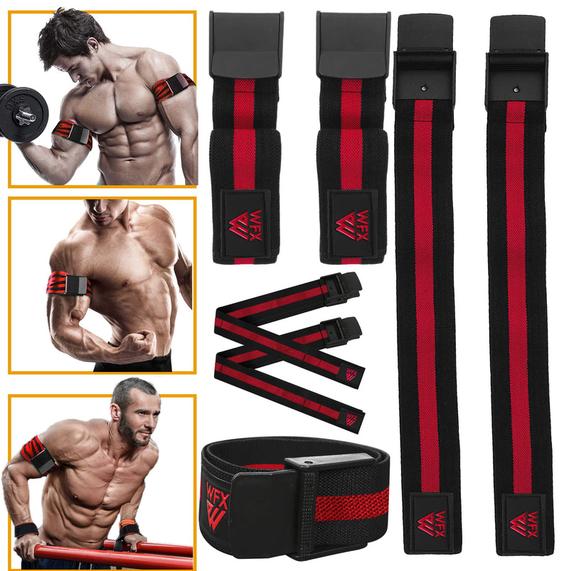 Occlusion Training Bands Blood Flow Restriction Exercise Quick Wraps Arms Leg Squats Durable Elastic Straps Heavy Duty Buckle Release Muscle Building Thigh Fitness Black / Red - NewNest Australia
