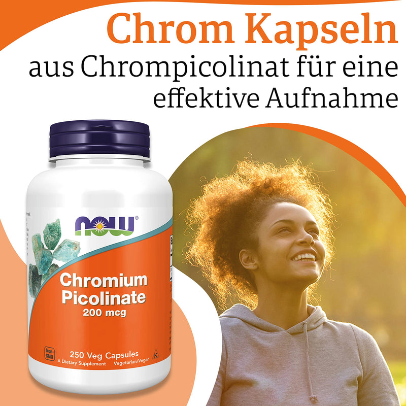 Now Foods, Chromium Picolinate, 200 mcg, 250 vegan capsules, laboratory tested, trace element, chromium, gluten-free, soy-free, vegetarian undiminished 250 pieces (pack of 1) - NewNest Australia