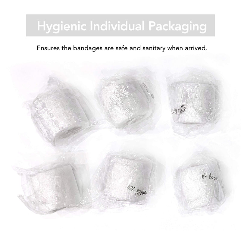 RISEN Cohesive Bandage 2” x 5 Yards, 6 Rolls, Self Adherent Wrap Medical Tape, Adhesive Flexible Breathable First Aid Gauze Ideal for Stretch Athletic(White) White - NewNest Australia