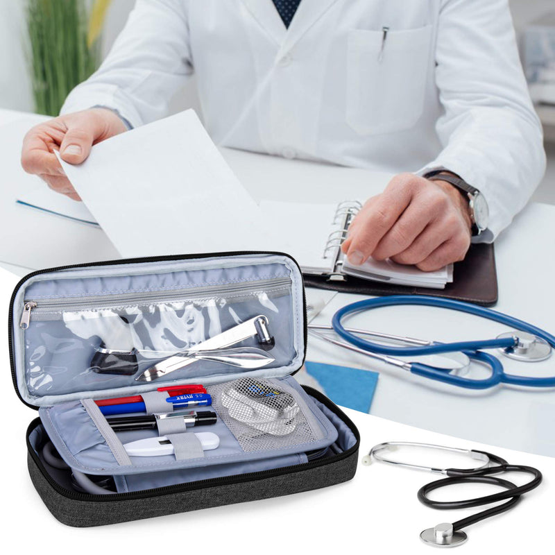 Trunab Stethoscope Case with Inner Divider, Stethoscope Carrying Case Compatible with 3M Littmann/MDF/ADC and Extra Accessories for Nurses, Pediatric Doctor, Black-Patented Design - NewNest Australia