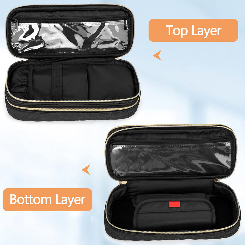 Damero Double Layer Stethoscope Case Compatible with 3M Littmann/ADC/Omron Stethoscope, Stethoscope Carrying Case Travel Bag for Nurse Accessories, Black Large - NewNest Australia