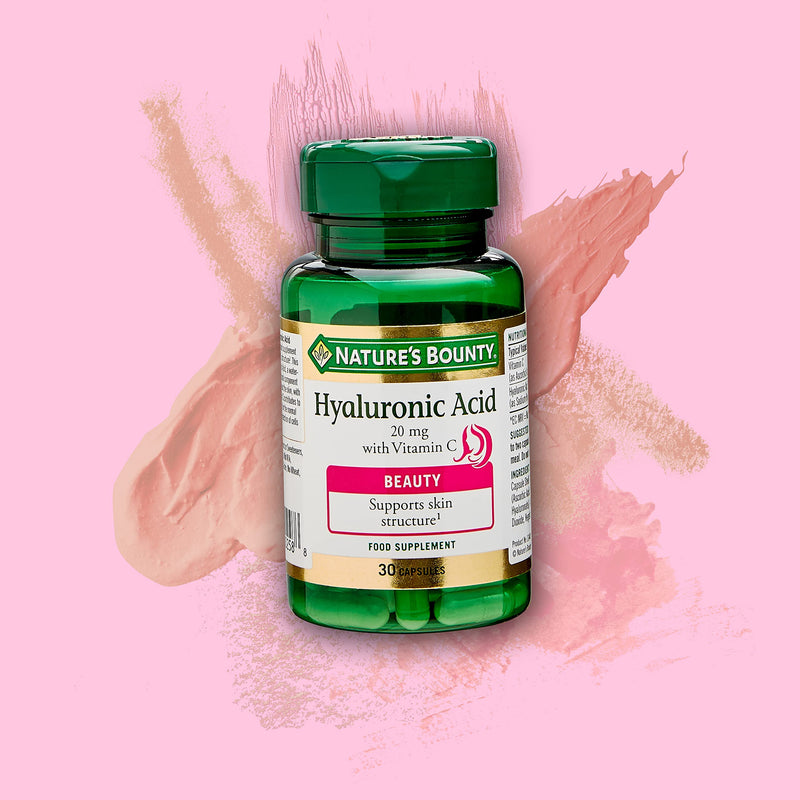 Nature's Bounty Hyaluronic Acid 20 mg with Vitamin C Capsules - Pack of 30 Capsules - Supports collagen formation and skin structure - Antioxidant support against free radicals - Gluten Free - NewNest Australia