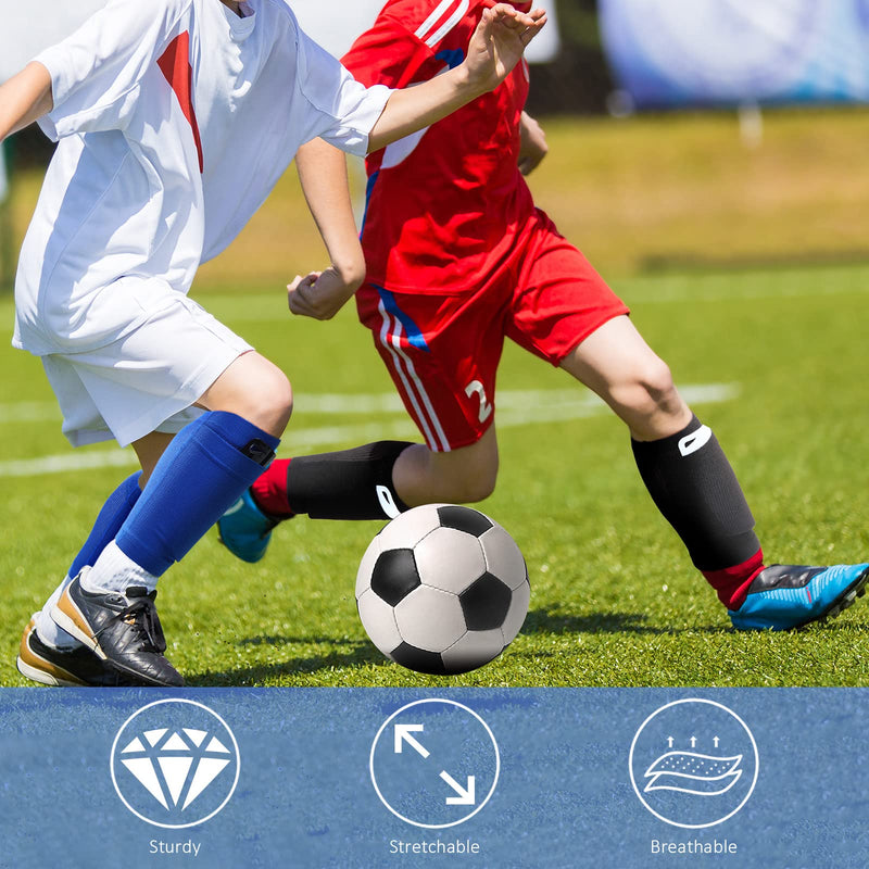3 Pairs Kids Soccer Shin Guard Socks Breathable Calf Shin Guard Covers Shin Guard Holders Soccer Socks with Pockets Medium - NewNest Australia