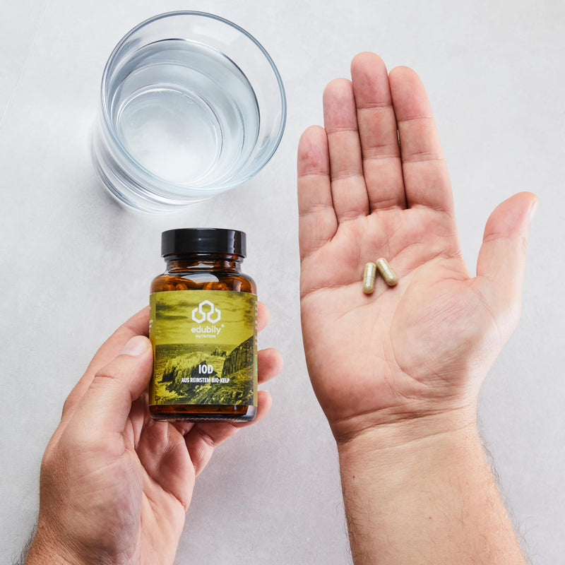 edubily nutrition® iodine from the purest organic kelp - 100 µg iodine per capsule - without additives - 180 capsules in brown glass - NewNest Australia