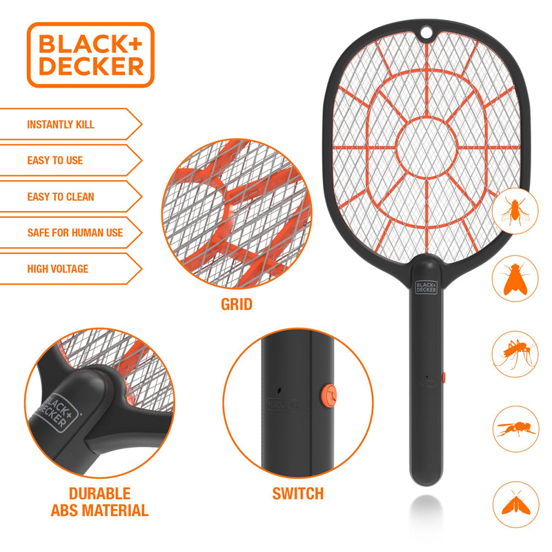 Black + Decker Electric Fly Swatter & Fly Zapper- Bug Zapper Racket Indoor & Outdoor- Handheld, Heavy- Duty Mosquito Swatter, Battery- Powered, Non- Toxic Safe for Humans & Pets Fly Swatters - NewNest Australia