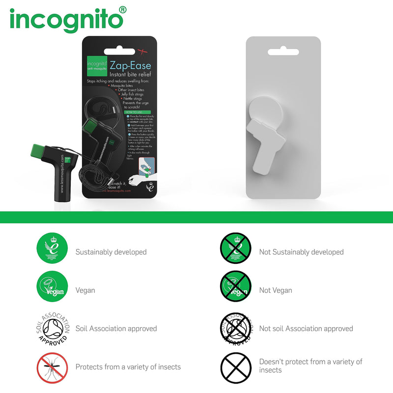 INCOGNITO Zap Ease Electronic Insect Sting & Bite Relief for Up to 1,000 Bites - Works on Mosquito, Bug & Biting Insects - That Can Be Used at Home & for Travels, Black, 25 g - NewNest Australia