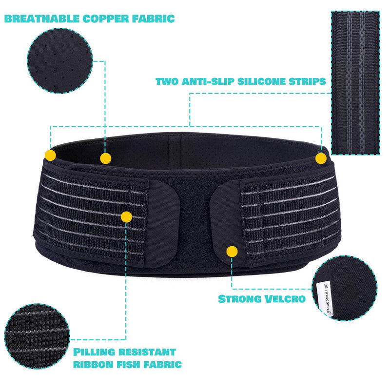 Thx4COPPER Compression Adjustable Sacroiliac Hip Waist Compression Belt, Lower Back Support Brace, Pain Relief for Sciatica, Pelvis, Lumbar,Nerve,Leg,SI Joint,Anti-Slip Pelvic for Men/Women Normal thickness fabric L - NewNest Australia