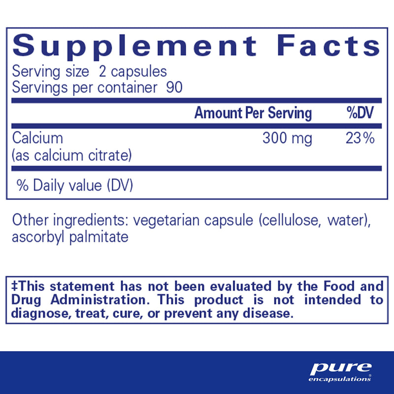 Pure Encapsulations Calcium (Citrate) | Supplement for Bones and Teeth, Colon Health, and Cardiovascular Support* | 180 Capsules Standard Packaging - NewNest Australia