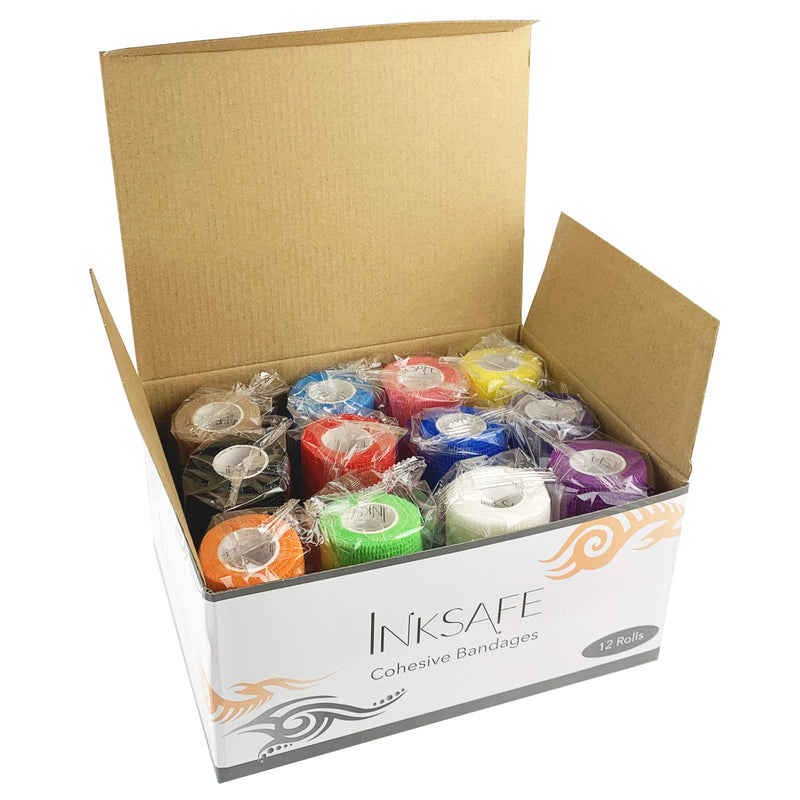 Inksafe Self Adhesive Cohesive Bandages Adhesive Bandage in Assorted Colors 10cm x 4.5m Box of 12 - NewNest Australia