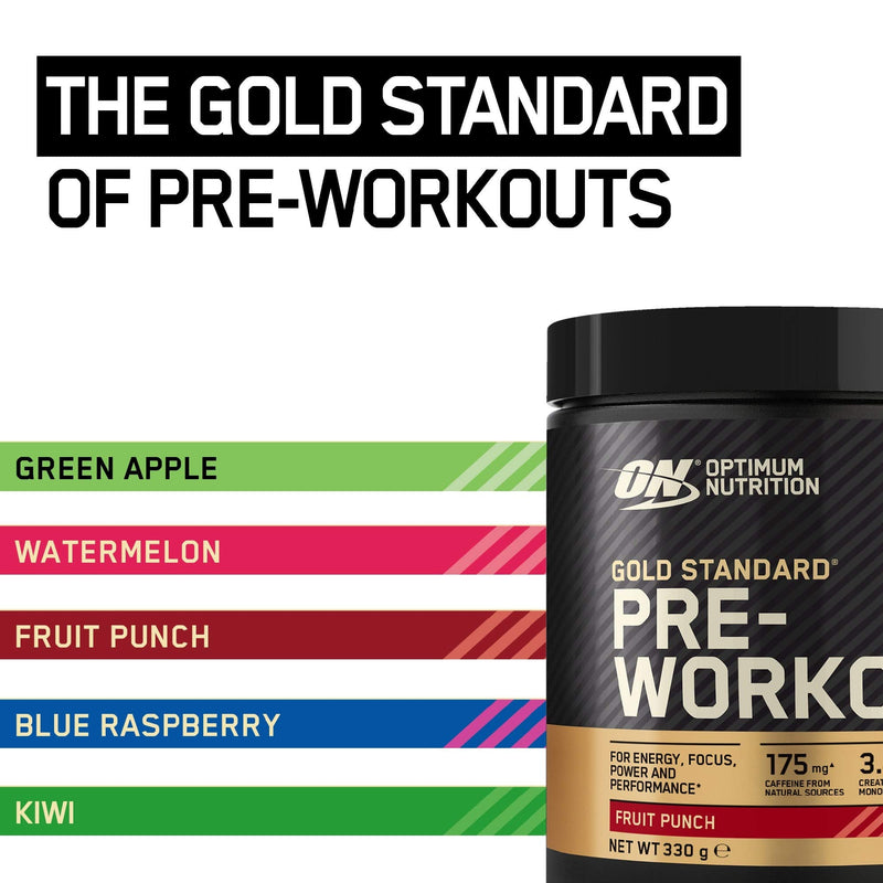 Optimum Nutrition Gold Standard Pre Workout Powder, Energy Drink with Creatine Monohydrate, Beta Alanine, Caffeine and Vitamin B Complex, Fruit Punch, 30 Servings, 330g, Packaging May Vary - NewNest Australia