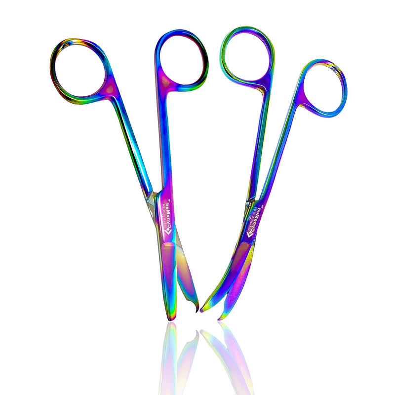 Cynamed Suture Stitch Scissors with Multicolor/Rainbow Titanium Coating - Premium Quality Instrument- Delicate Hook - Perfect for Suture Removal, First Aid, EMS Training and More (4.5 in. - Curved) Curved Hook - NewNest Australia
