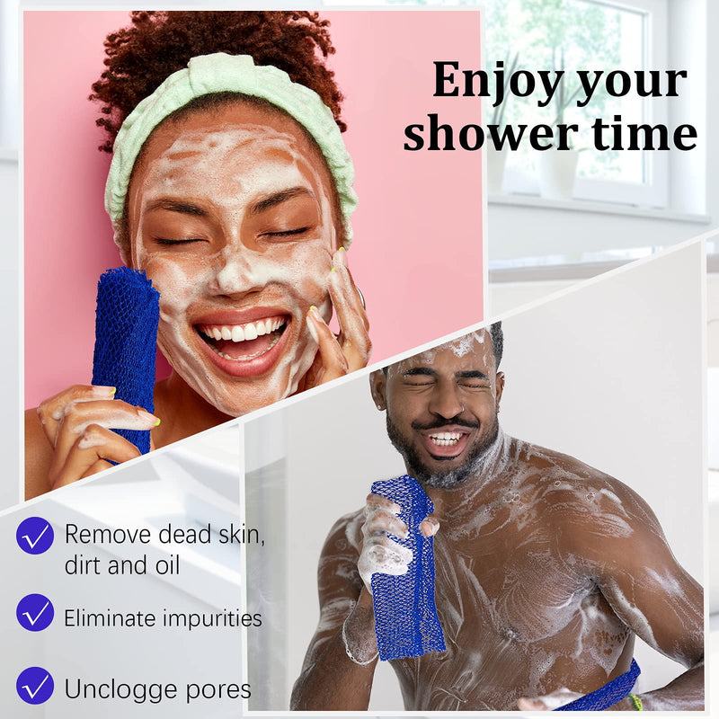 2 Pieces African Net Sponge African Body Exfoliating Net African Net Bath Exfoliating Shower Body Scrubber Back Scrubber Skin Smoother for Daily Use or Stocking Stuffer (Blue) Blue - NewNest Australia