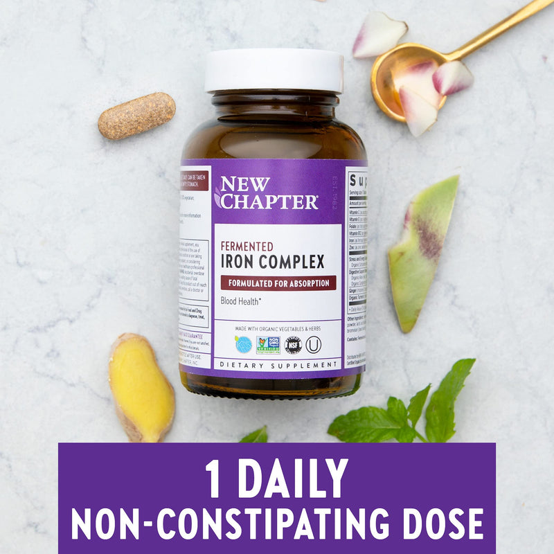 Iron Supplement, New Chapter Fermented Iron Complex with Organic Whole-Food Ingredients + One Daily Non-Constipating Dose- 60ct, 2 Month Supply 60 Count (Pack of 1) - NewNest Australia