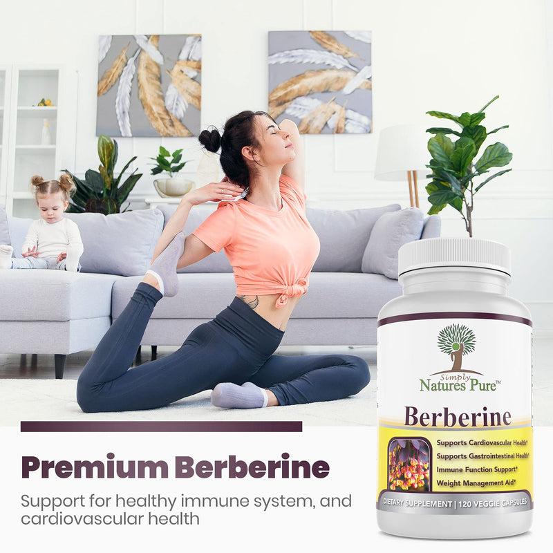 Premium Berberine HCl 500mg - 120 Capsules - Cardiovascular Gastrointestinal Immune Support - Chromium Cinnamon 120 Count (Pack of 1) - NewNest Australia