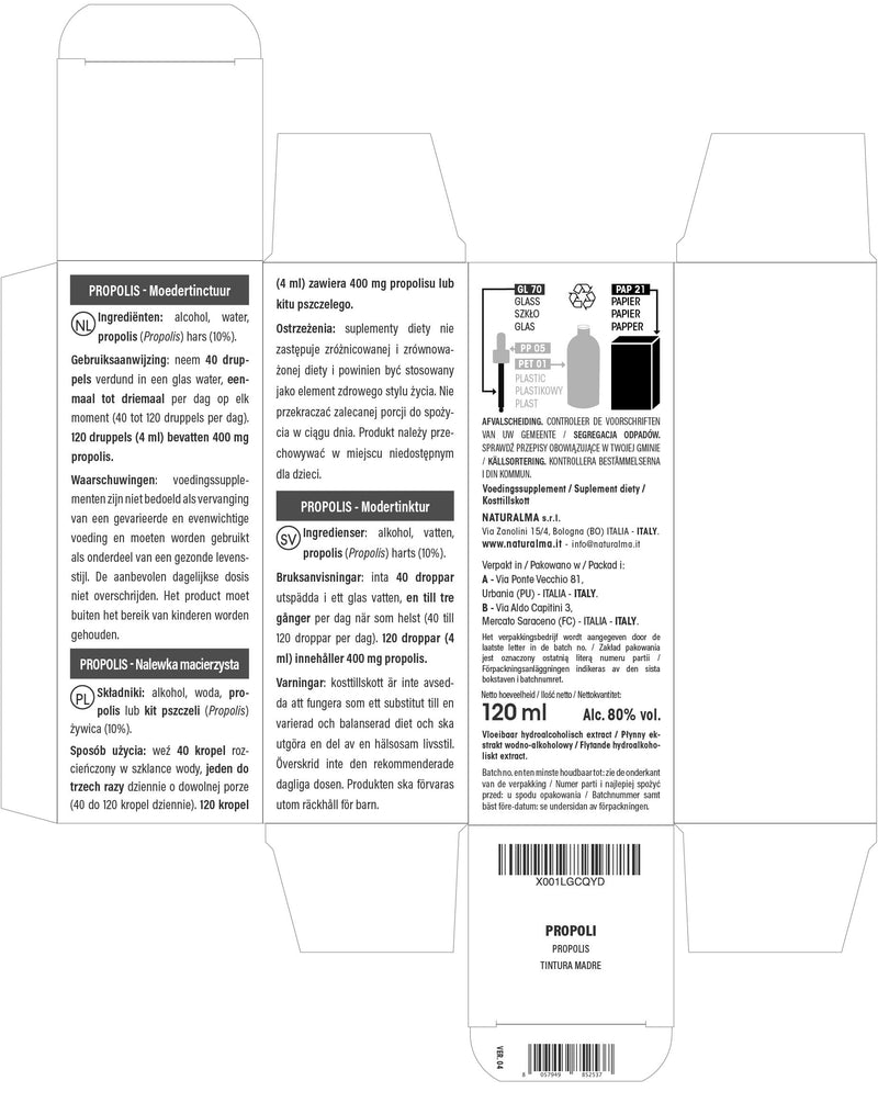 Propolis (propolis) resin with alcohol mother tincture Naturalma | Liquid extract drops 120 ml | Dietary supplement 120 ml (pack of 1) - NewNest Australia