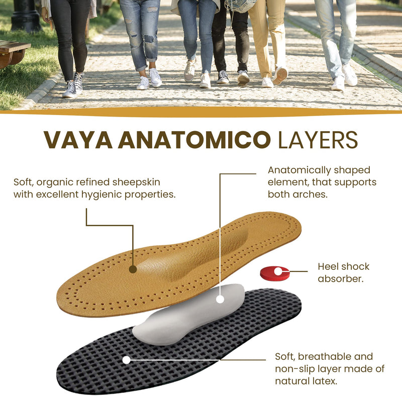 Vaya Anatomico - Premium Sheepskin Insole for Flat Feet, Metatarsalgia, Hallux Rigidus, Heel Shock Absorber & Forefoot Pain - Full Orthopedic Shoe Insert, Fallen Arches Support & Cushion (Men & Women) 8 - NewNest Australia