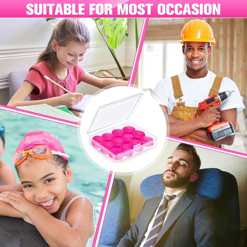 Nuanchu 14 Pairs Silicone Ear Plugs for Sleeping Soft Reusable Moldable Silicone Earplugs Gel Ear Plugs Noise Cancelling Earplugs with Case for Swimming, Snoring, Concert, Airplane (Rose Red) Rose Red - NewNest Australia