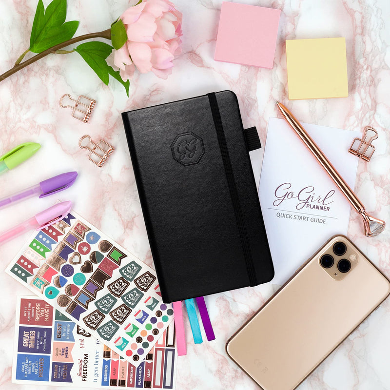 GoGirl Planner and Organizer for Women – Pocket Size Weekly Planner, Goals Journal & Agenda to Improve Time Management, Productivity & Live Happier. Undated – Start Anytime, Lasts 1 Year - Black Pocket (3.5'' x 6.2'') - NewNest Australia