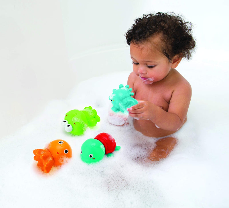 INFANTINO Senso' Plug and Squirt Baby Bath Toys, 4 X cute easy to clean, colourful sea animals, for 6 months and over 4 Piece Senso' Plug & Squirt Bath Pals - NewNest Australia