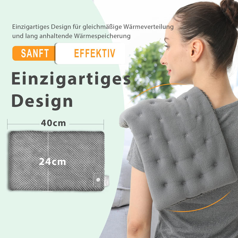 UNCN | Cherry Stone Pillow Microwave Large Natural Back Neck Shoulder | Abdomen Grain Pillow Heat Pad Heating Pad Heat Belt | Cotton Removable Cover Wireless 1000g 40 * 24cm Grey - NewNest Australia