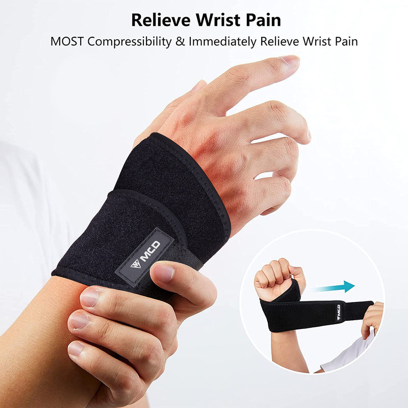 MCD Wrist Supports Pack of 2 Comfortable, Lightweight, Hand & Wrist Braces Adjustable Wrist Compression Support Fit for Both Left & Right Hand Wrist Support for Fitness, Gymnastics & Relief 2 Pack - NewNest Australia