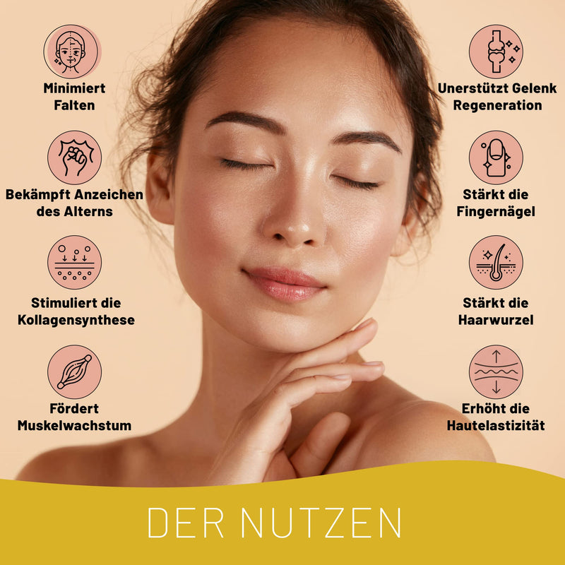 Collagen Capsules High Dose, 60 Capsules With Collagen Powder Vegan, For Healthier Hair, Nails And Skin, Vegan Collagen With Biotin, L-Lysine, Bamboo Silica, Zinc, Vitamin C, E & A. 2 Months - NewNest Australia