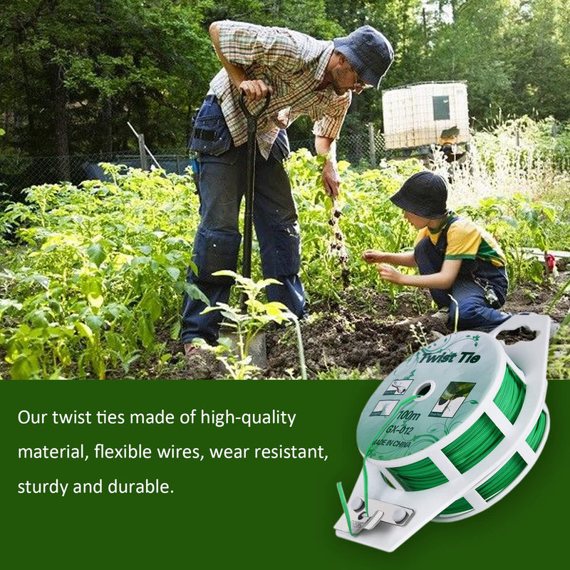 Twist Ties - All-Purpose Coated 328feet Garden Plant Ties with Trimmer Garden Twine Support Ties Reusable for Gardening Plants Growth and Care, Office Home Cable Organization (Green) - NewNest Australia