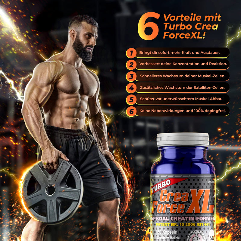 Goldfield Crea Force Xl - 60 Tablets, Pills, Creatine With Stomach Acid Protection, Does Not Turn Into Creatinine, Your Muscles Become With 100% Pure Creatine - NewNest Australia