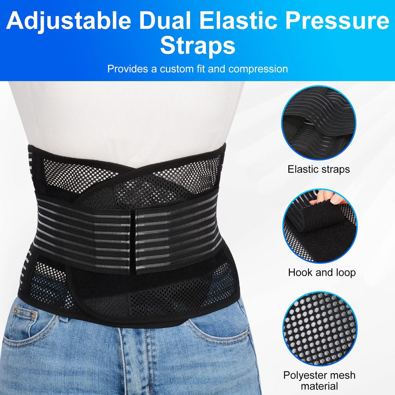supregear Lower Back Brace, Adjustable Breathable Back Brace for Lower Back Belt Waist Lumbar Support for Men Women Back Pain, Herniated Disc, Sciatica, Scoliosis (Black, S) Black - NewNest Australia
